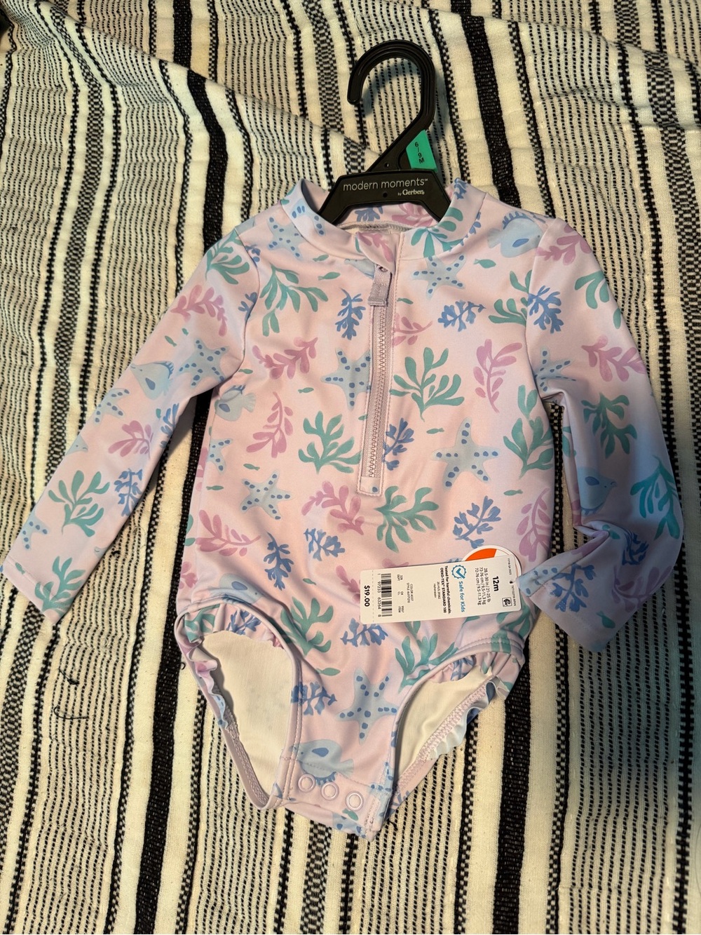 Kids' Lavender Sea Life Long-Sleeve Swimsuit